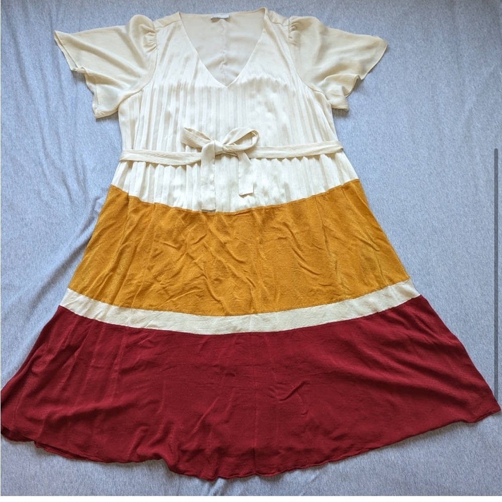 Skies are Blue Mustard and Maroon Color block Maxi Dress--EUC Sz 1X- FALL 🍂😍​ - Picture 8 of 14